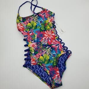 Social Angel Shibori Strappy Side One Piece Swim Size M